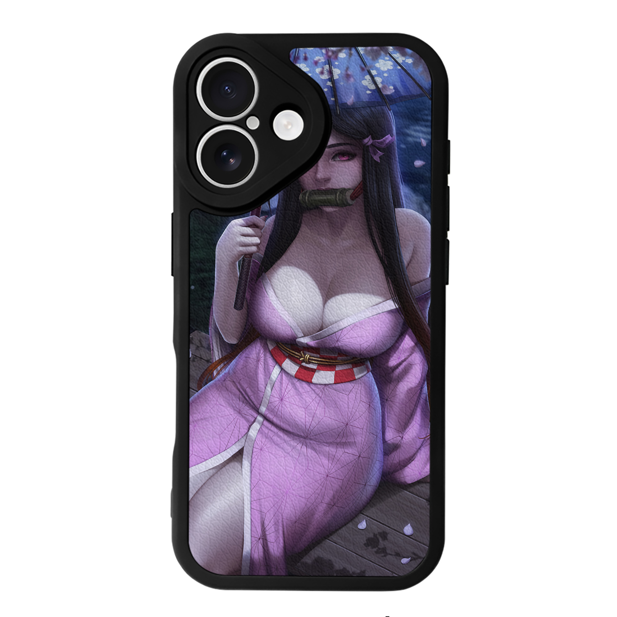 （画像用） 鬼滅の刃（きめつのやいば）竈門 禰󠄀豆子／かまど ねずこ Kamado Nezuko 【iPhone 16シリーズ対応】シリコンスマホケース（レザー調） 材質：シリコン